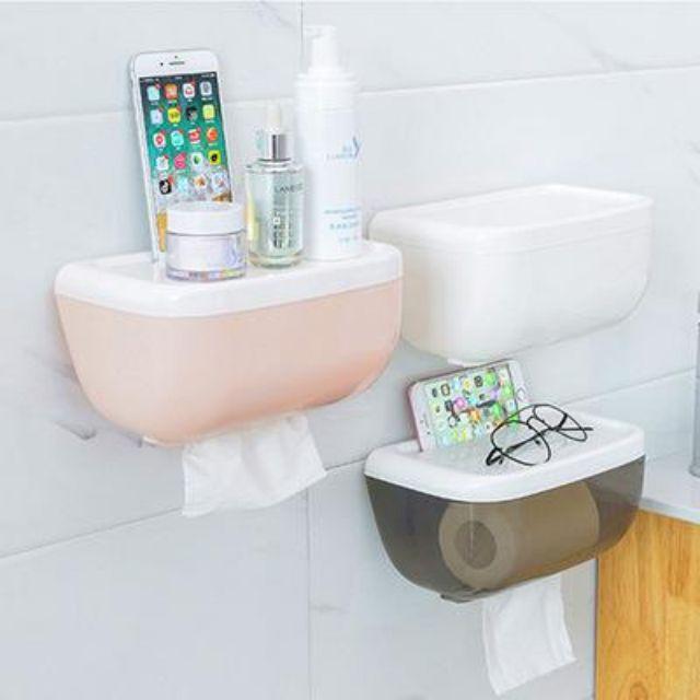Kệ Đựng Giấy Vệ Sinh Dán Tường Kèm Giá Đỡ Vật Dụng -A8