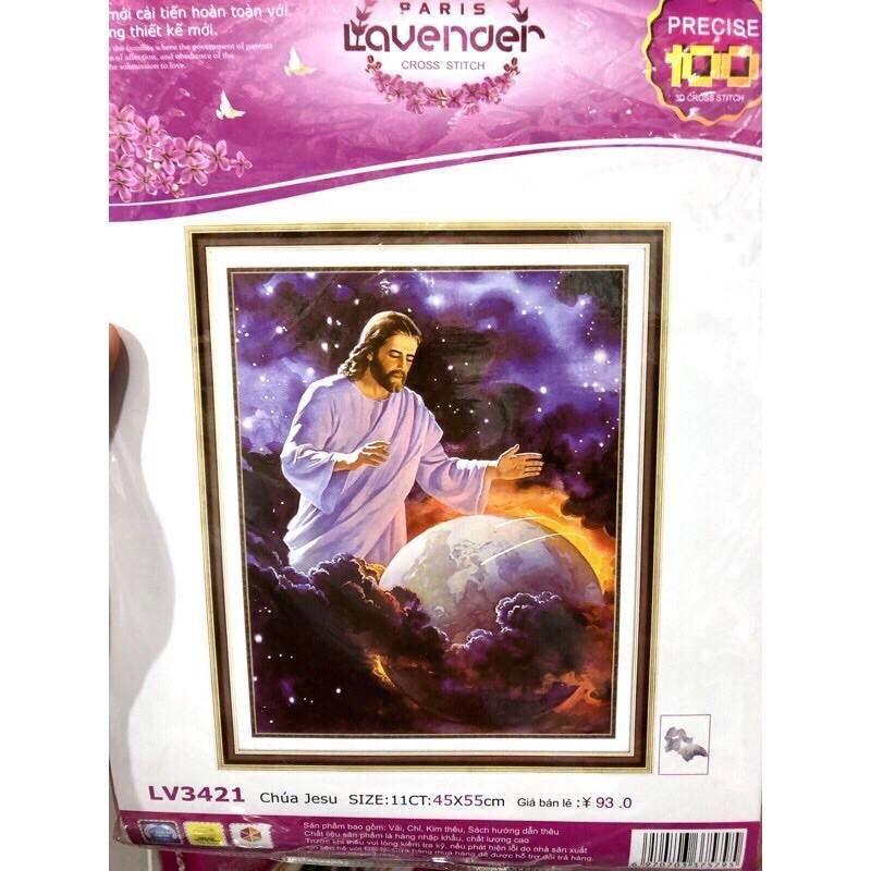 Tranh thêu chữ thập Chúa Jesu LV3421 (45x55) chưa thêu