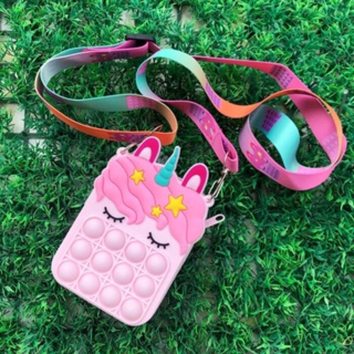 Túi Pop It MINI đeo chéo silicon ngựa Pony dễ thương phong cách Hàn Quóc cho bé gái