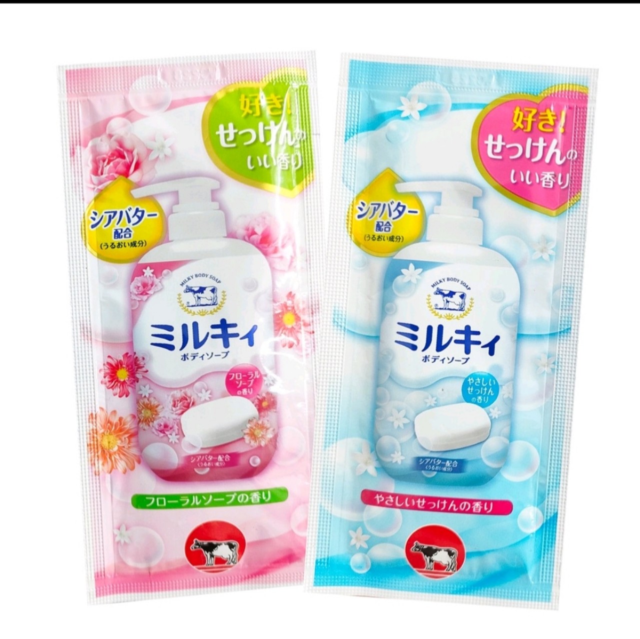 Set Mini - Sữa Tắm Dưỡng Trắng Mịn Da Chiết Xuất Sữa Bò Tươi Cow Milky Body Soap Floral ( 24mL)