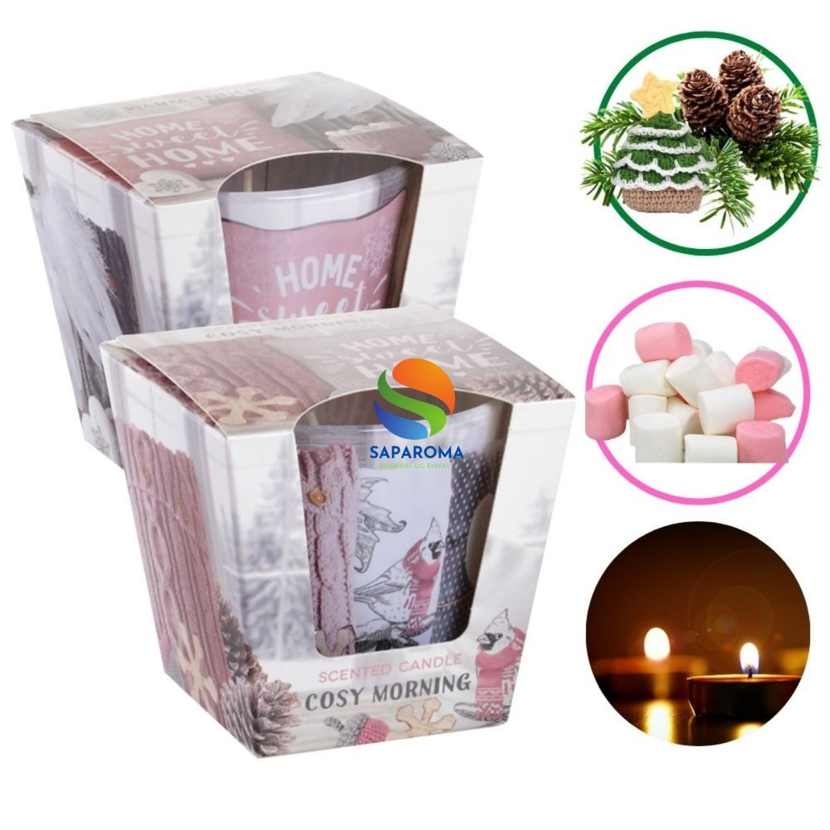 Combo 2 ly nến thơm tinh dầu Bartek Home Sweet Home 115g - hương thông, len, nến trang trí, thơm phòng, thư giãn, hỗ trợ khử mùi