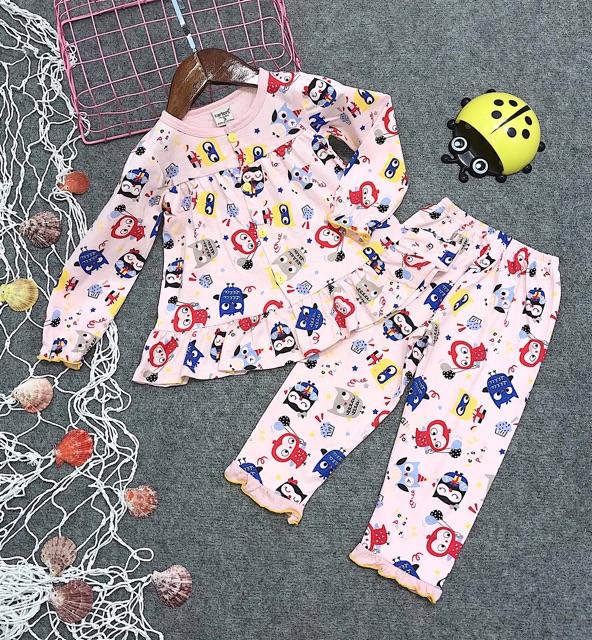 Bộ Pizama Bé Gái Vải Xuất Dư Size 12-30kg