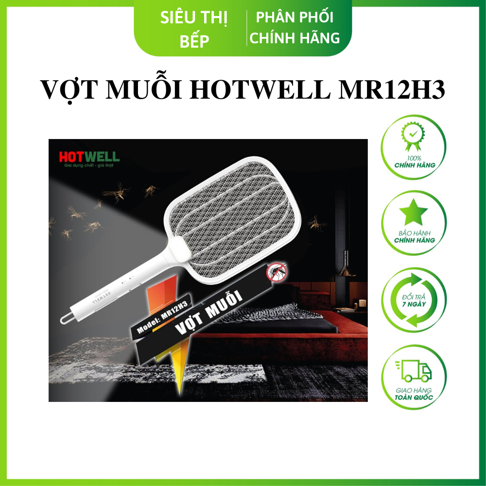 Vợt Muỗi HOTWELL MR12H3, Bảo Hành 12 Tháng, 1 Đổi 1 Trong 100 Ngày - Hàng Chính Hãng