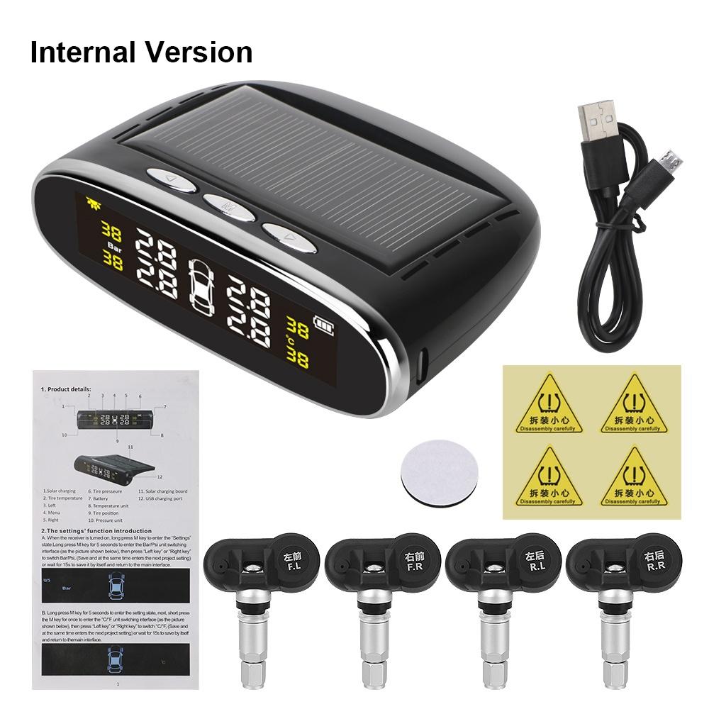 Hệ thống cảnh báo áp suất bánh xe hơi thông minh có 4 cảm biến bên trong sử dụng năng lượng mặt trời