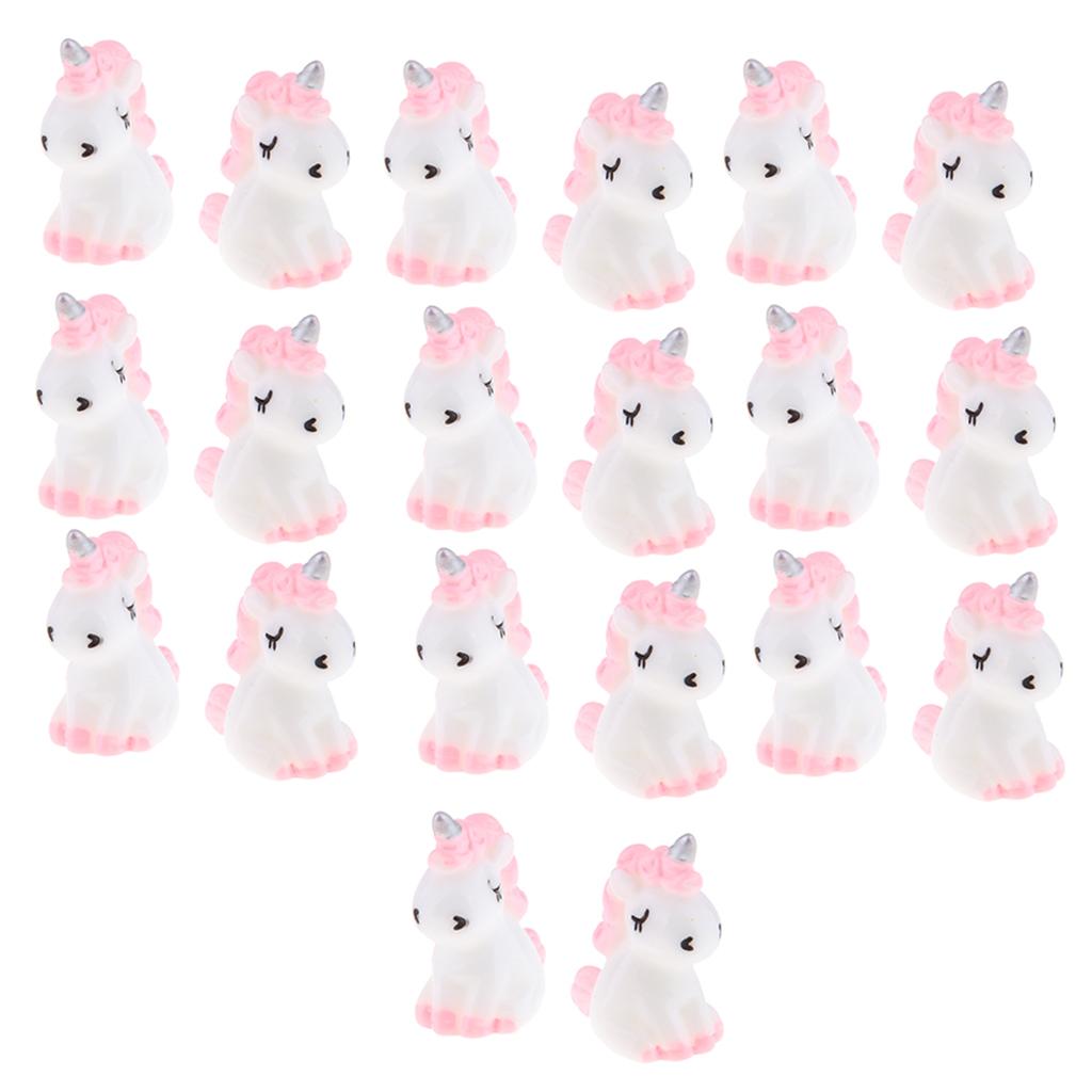 20 Mini Nhựa Dễ Thương Kỳ Lân Tượng Thu Nhỏ Vườn Cổ Tích Đồ Trang Trí Màu Hồng