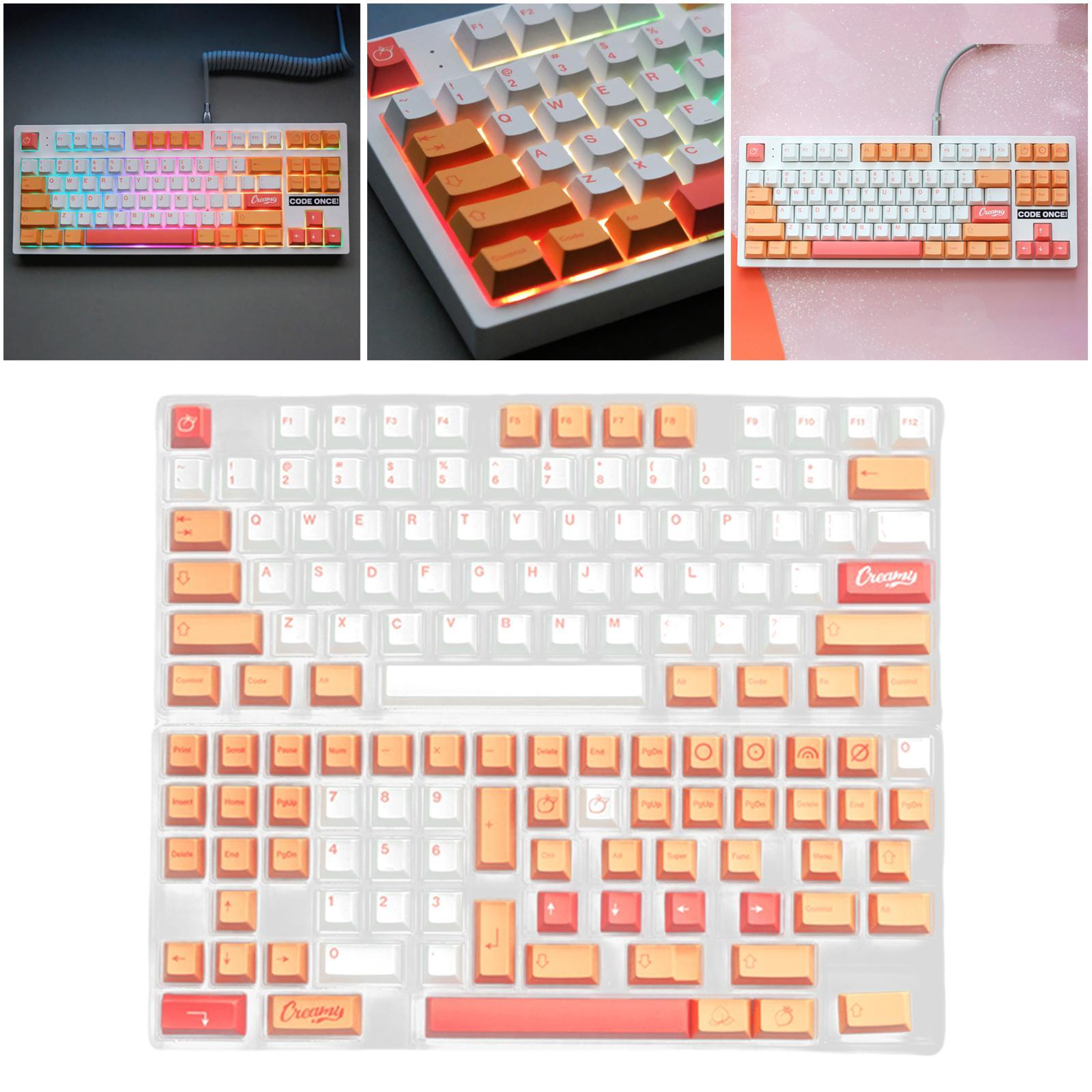 Universal 141 Keys PBT Keycaps, Dye Sub Cherry Profile, 6.25U Spacebar, ANSI Layout Peach Key Caps for Mechanical Gaming Keyboard Keycap Set