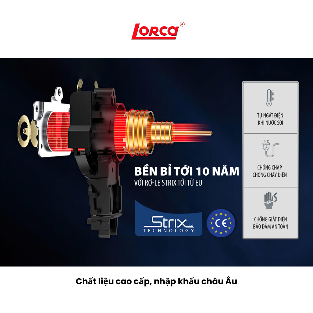 Ấm Đun Siêu Tốc 2 Lớp 1.7L Lorca TA 3006A Hàng Chính Hãng Ấm Đun Nước Thủy Tinh Inox Đun Nhanh, Công Suất Lớn 2200W