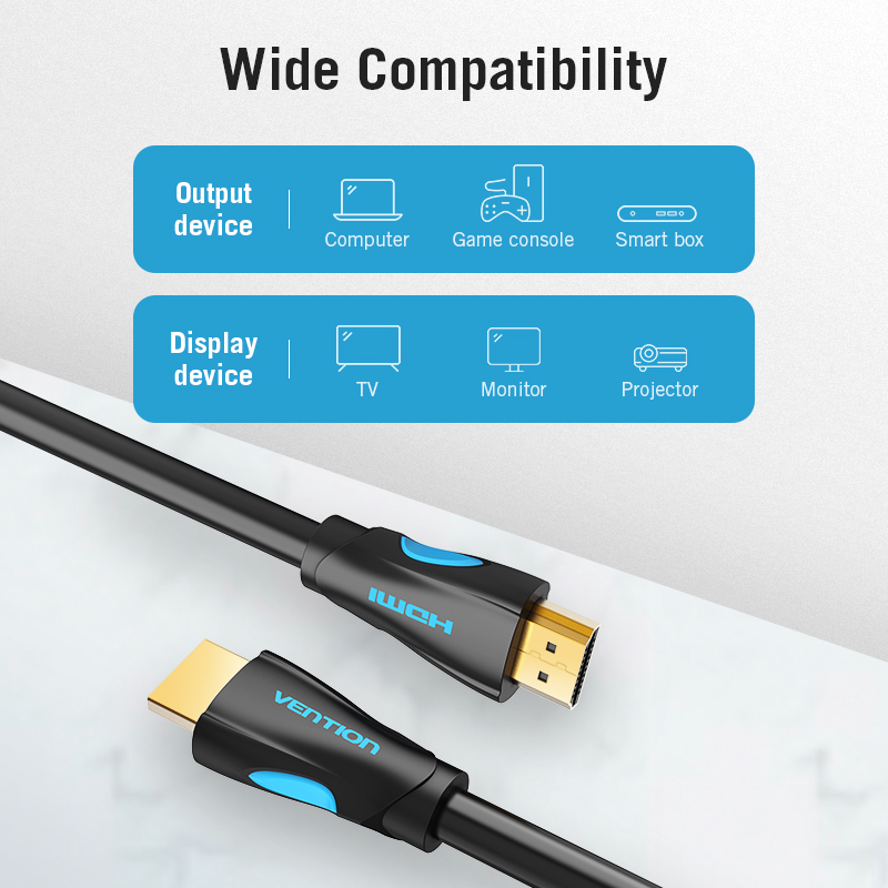 Cáp HDMI 2.0 Vention dài 1m - 15m hỗ trợ 4K@60Hz AAHB - Hàng chính hãng