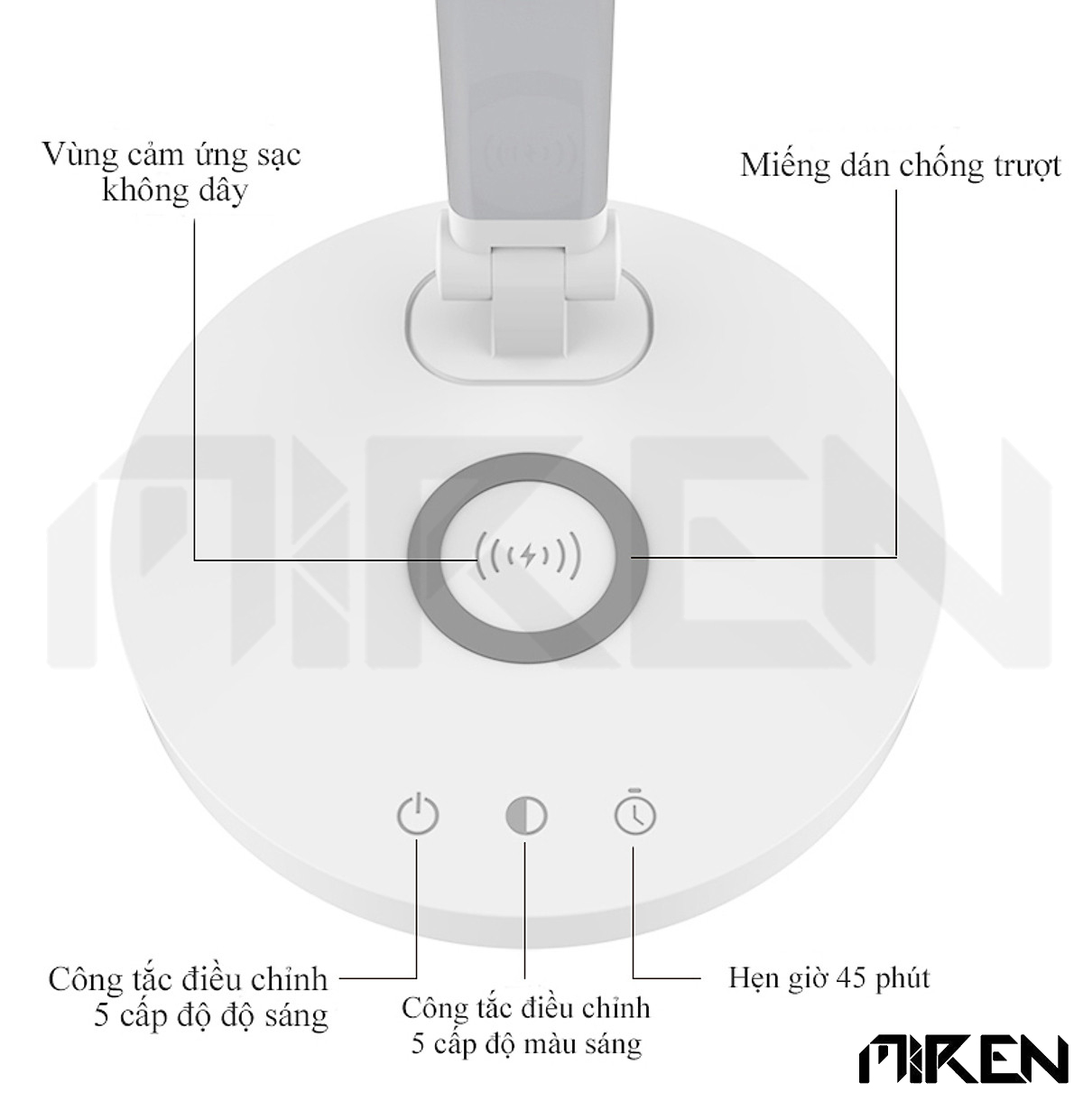 Hình ảnh Đèn Bàn Học Đọc Sách Làm Việc LED Chống Cận Bảo Vệ Mắt – Cảm Ứng Tích Hợp Sạc Không Dây - Vùng Sáng 3000-6500K – 5 Cấp Độ Điều Chỉnh – Phiên Bản Nâng Cấp Cổng Type-C