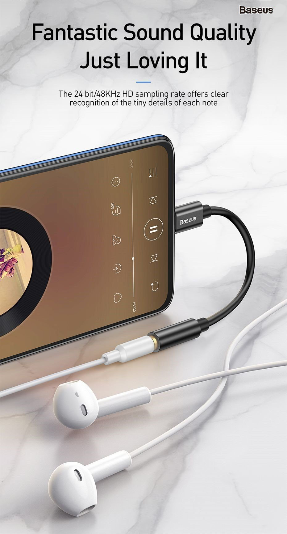 Đầu chuyển Type C sang Audio AUX 3.5mm Baseus L54 -Hàng Chính Hãng