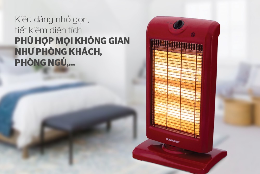 Sưởi điện 3 bóng Halogen Sunhouse SHD7016 đỏ đen - Hàng chính hãng