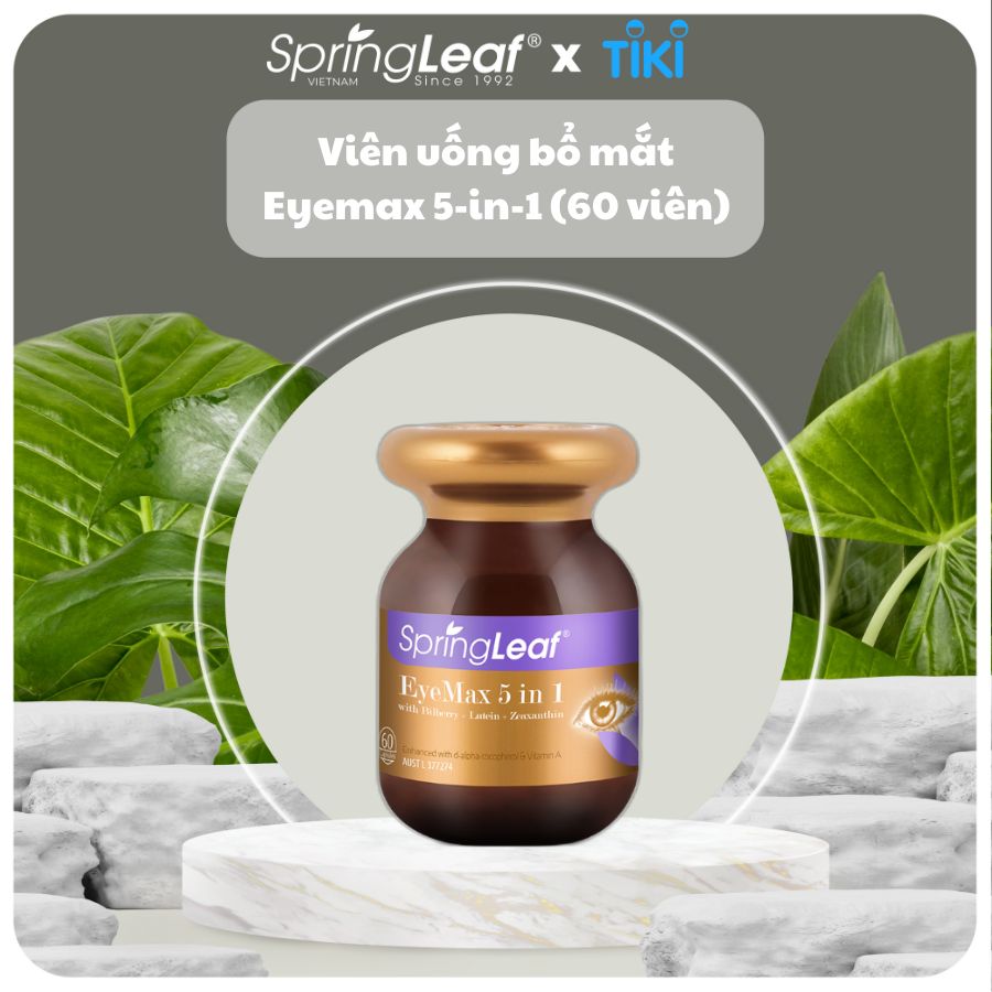 Viên uống bổ mắt giúp mắt khỏe mạnh và hỗ trợ duy trì sức khỏe điểm vàng SpringLeaf EyeMax 5 in 1 60 viên