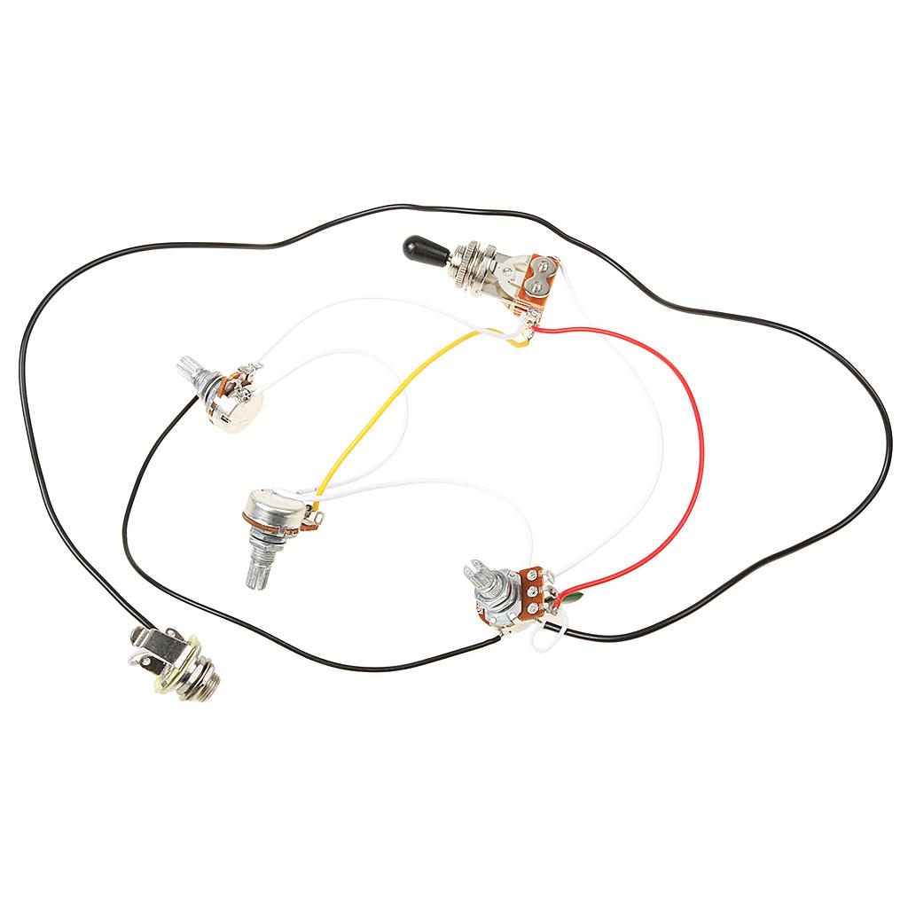 Durable Electric Guitar Wiring Harness Kit 3 Way Toggle Switches 2 Volume 1 Tone 500K Pots Musicains Gift