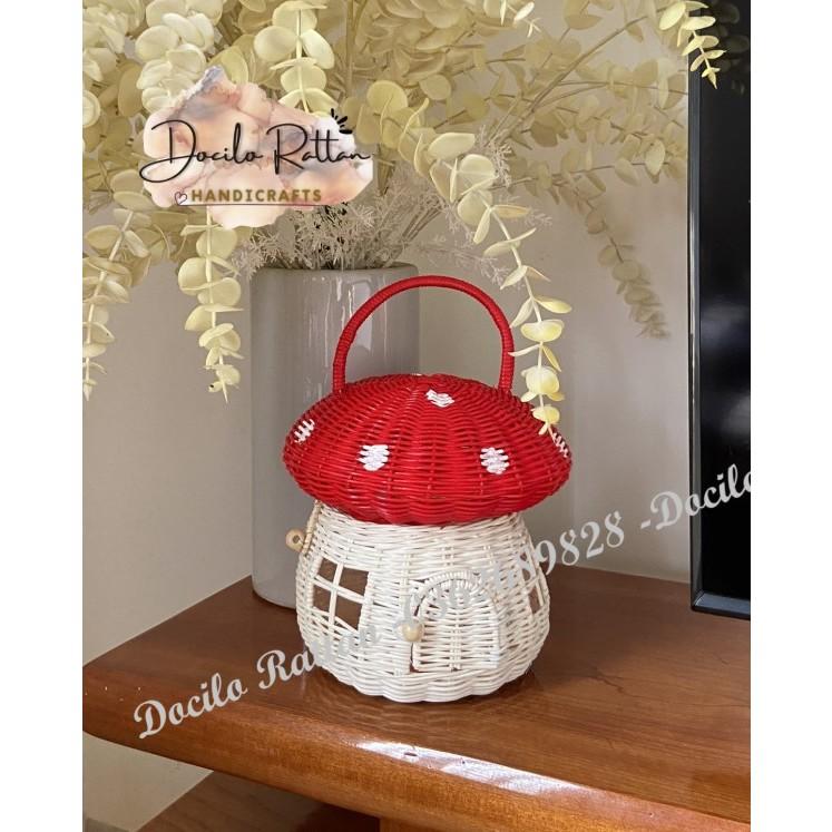 Nhà nấm, nhà mây, giỏ nấm mây decor trang trí phòng hoặc đựng đồ cá nhân cho bé. Phụ kiện chụp hình, đóng kịch thần tiên