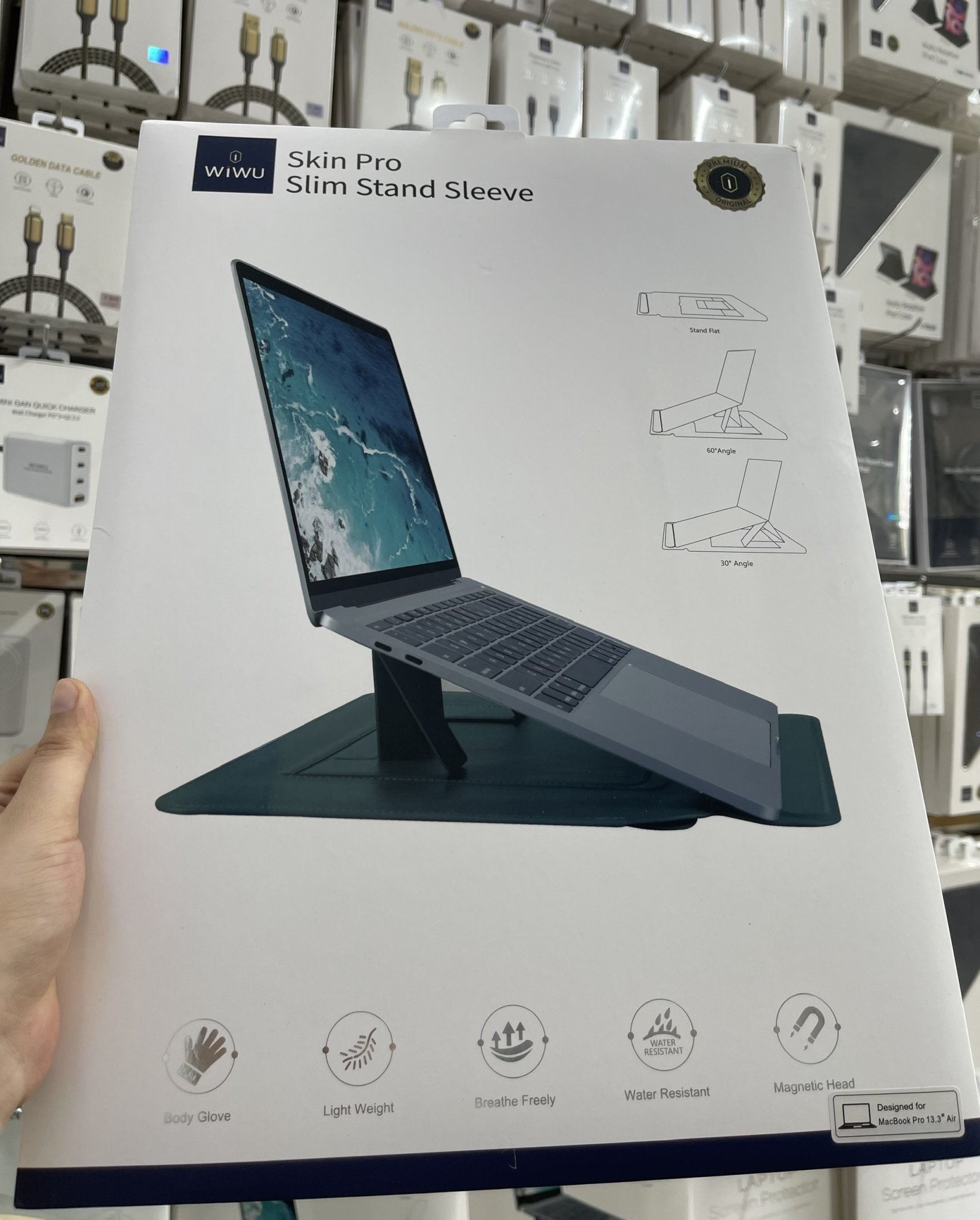 Bao Da Skin Pro Slim Stand Sleeve Dành Cho Macbook Chất Liệu Da PU Mịn, Nắp Từ Tính Có Chân Đế Có Thể Tự Điều Chỉnh - Hàng Chính Hãng