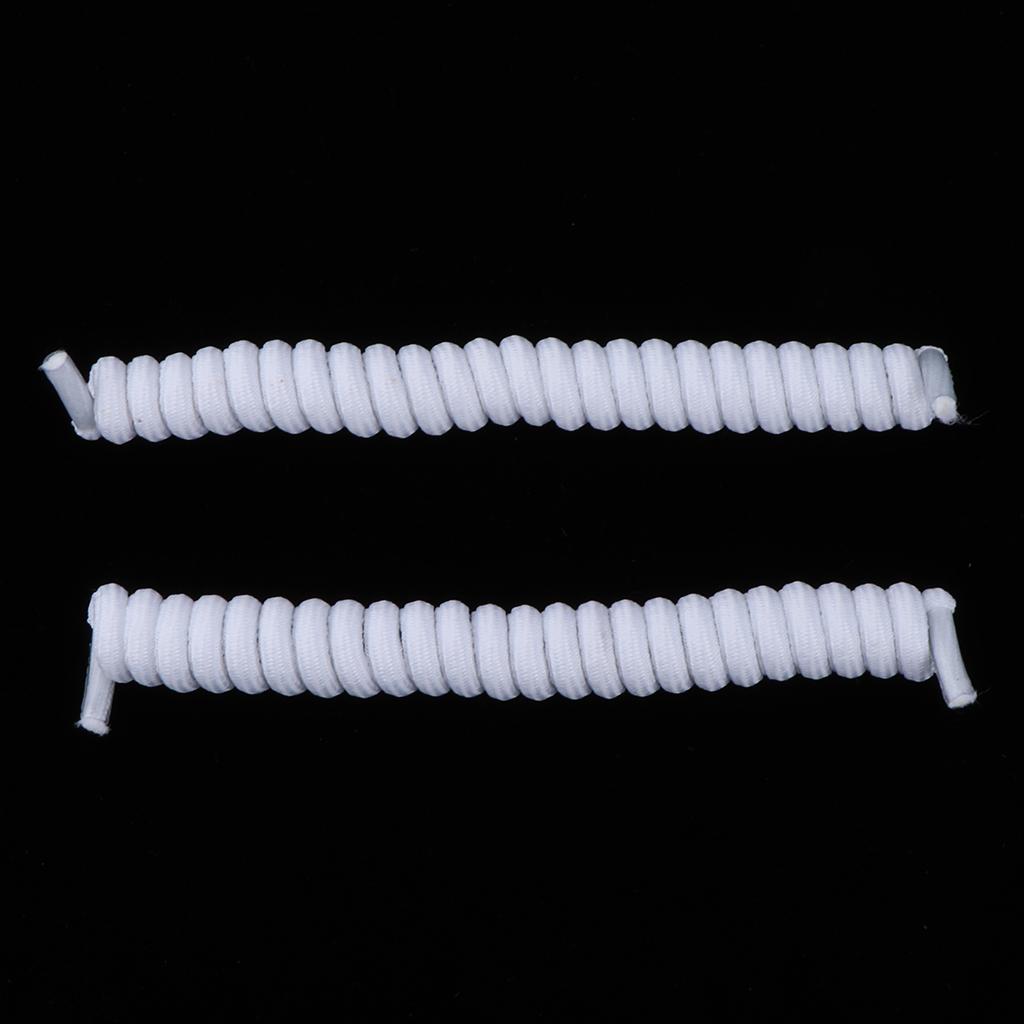 2xElastic No Tie Shoe Laces Curly Shoelaces for Adult & Kids Trainers White
