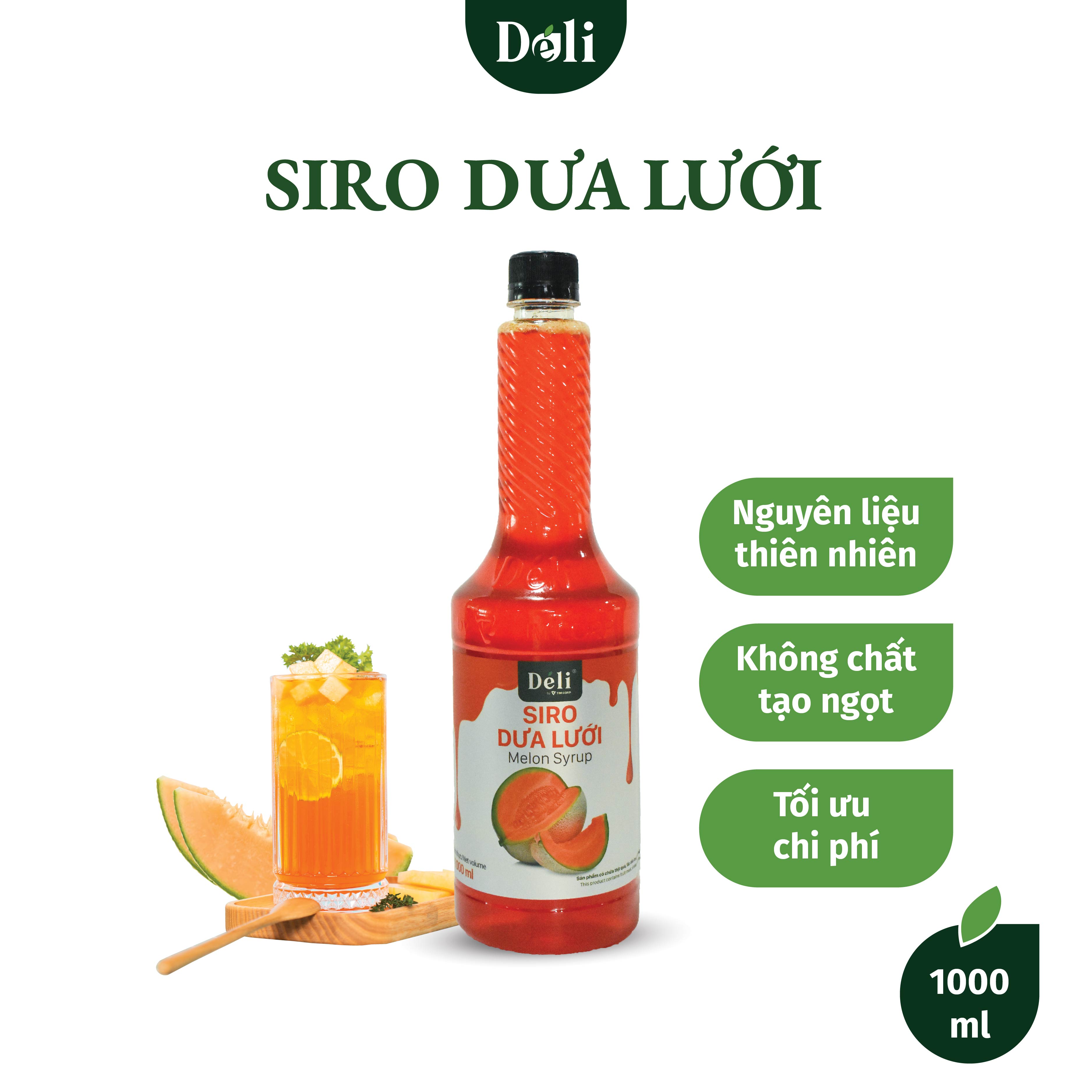 Siro dưa lưới Déli chai 1lit, HSD: 12 Tháng  [CHUYÊN SỈ] Nguyên liệu pha chế trà trái cây, soda,...