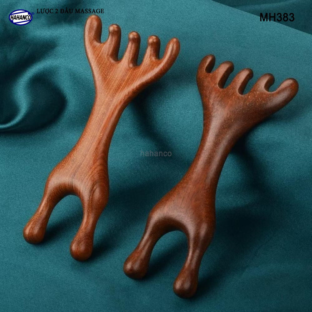 Lược Châm Cứu Hươu Bằng Gỗ Gõ Đỏ HAHANCO Giúp Lưu Thông Máu Mát Xa Toàn Thân - MH383