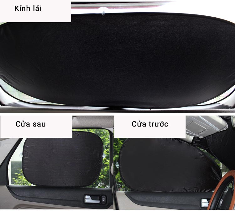 Bộ 6 tấm che nắng màu bạc dùng cho xe hơi