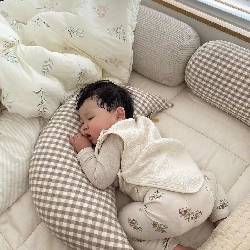 Cotton Kẻ Sọc Trăng Bé Đệm Lưng Trẻ Sơ Sinh Điều Dưỡng Gối Bảo Vệ Giường Cũi Ốp Lưng Trang Trí Phòng Gối Cho Bé Sơ Sinh Phụ Nữ Mang Thai