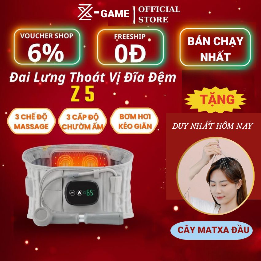 Đai lưng cột sống thoát vị đĩa đệm cao cấp, Đai hơi kéo giãn cột sống định hình bảo vệ cột sống lưng chườm nóng hồng ngoại giảm đau thắt lưng hiệu quả - Hàng chính hãng