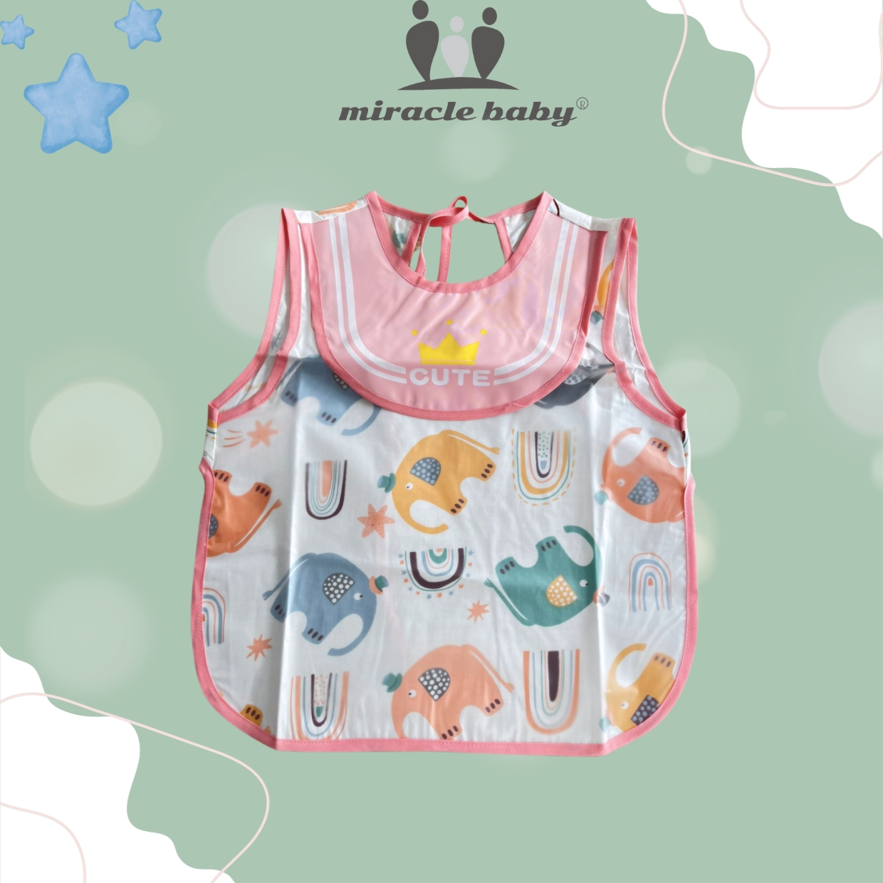 Yếm Ăn MiracleBaby 100% Silicon siêu mềm chống thấm nước chống bám bẩn dễ lau chùi từ 6-36 tháng