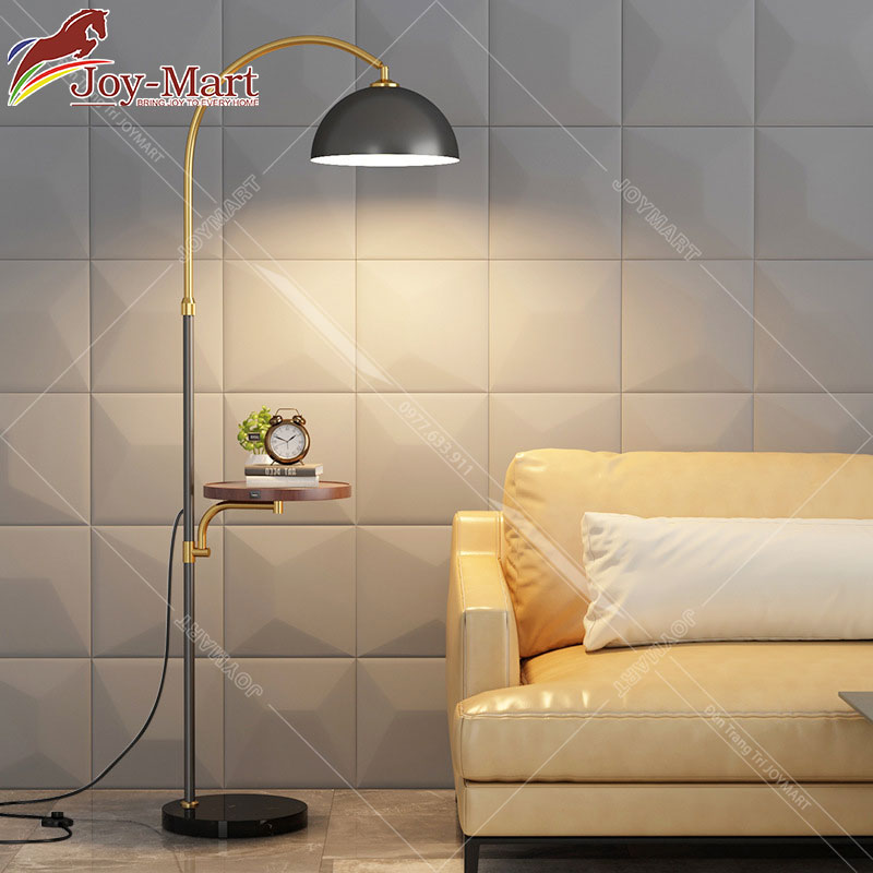 Đèn Cây Đọc Sách Hiện Đại - Đèn Sàn Hình Bán Nguyệt Trang Trí phòng Khách kèm Bóng Led Asia ML5111BK