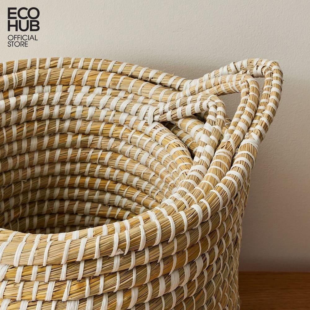 Bộ Giỏ Cói Tròn Đựng Đồ Có Tay Cầm EH0537