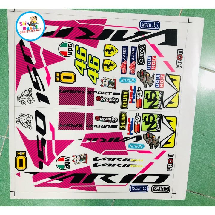 Tem rời vario 150 indo hồng dán xe trắng