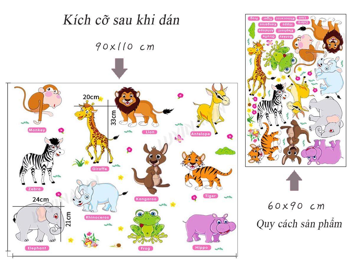 Decal dán tường Các loại động vật và thú qua cầu