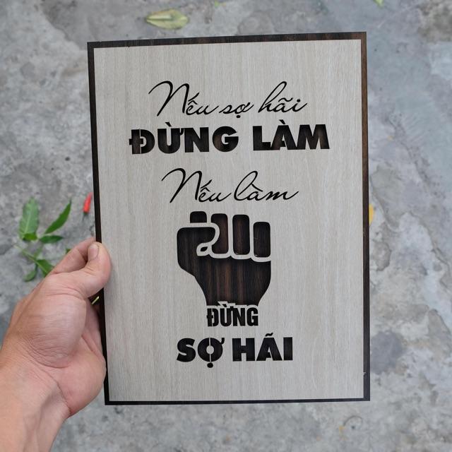 Tranh Slogan nội dung tạo động lực làm việc bằng Gỗ TBIG020