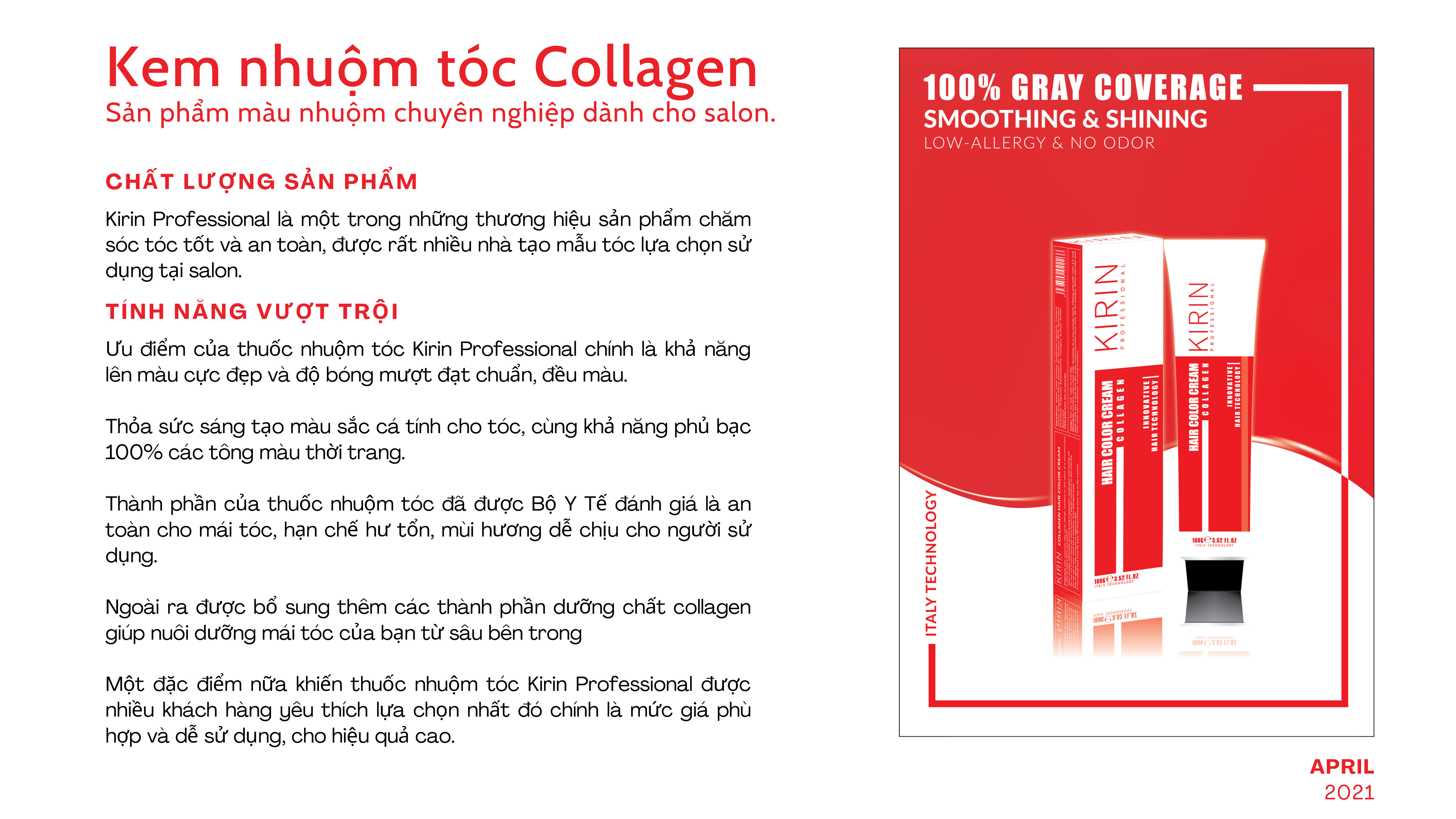 Kem nhuộm tóc collagen kirin - Nhuộm tóc bạc, nhuộm tóc màu đen