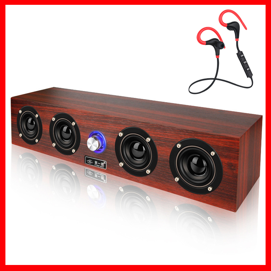 Loa Nghe Nhạc Máy Tính Siêu Trầm X-11 Vỏ Gỗ Cao Cấp + Tặng Tai Nghe Bluetooth Móc Tai Kiểu Dáng Thể Thao S6 Cao Cấp