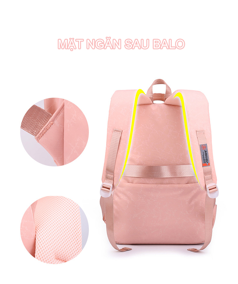 Balo đi học thời trang unisex nam nữ phong cách basic đơn giản màu trơn vải nylon cao cấp chống nước đựng laptop 6027