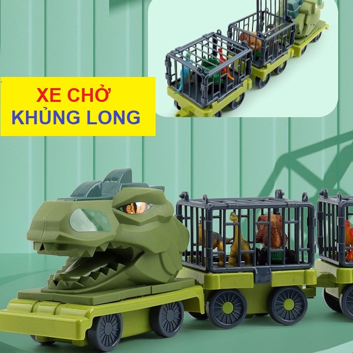 Khủng long đồ chơi mô hình toa xe chở động vật và khủng long cỡ lớn cho bé, quà tặng sinh nhật cho bé