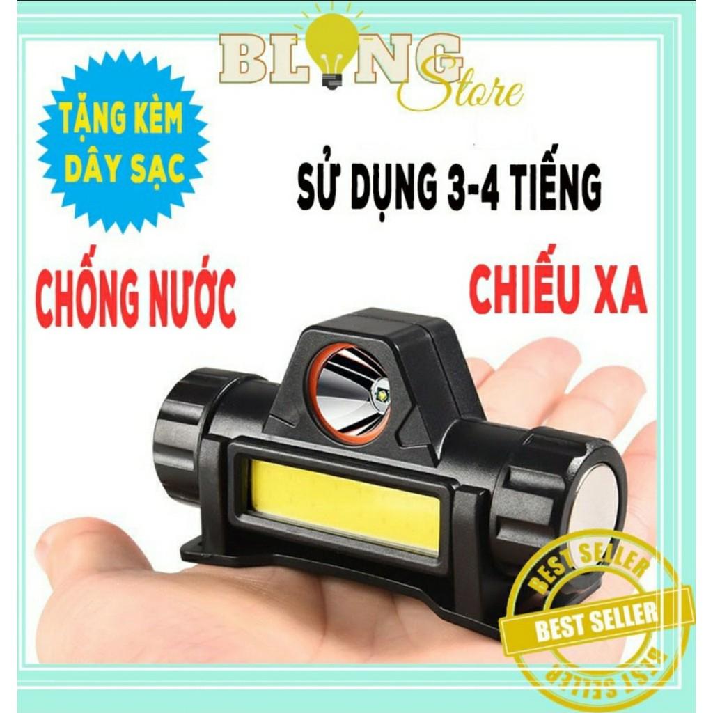 Đèn pin siêu sáng - Đèn pin led đội đầu T101 3 chế độ sáng kim 2 bóng led , loại pin sạc mẫu mới