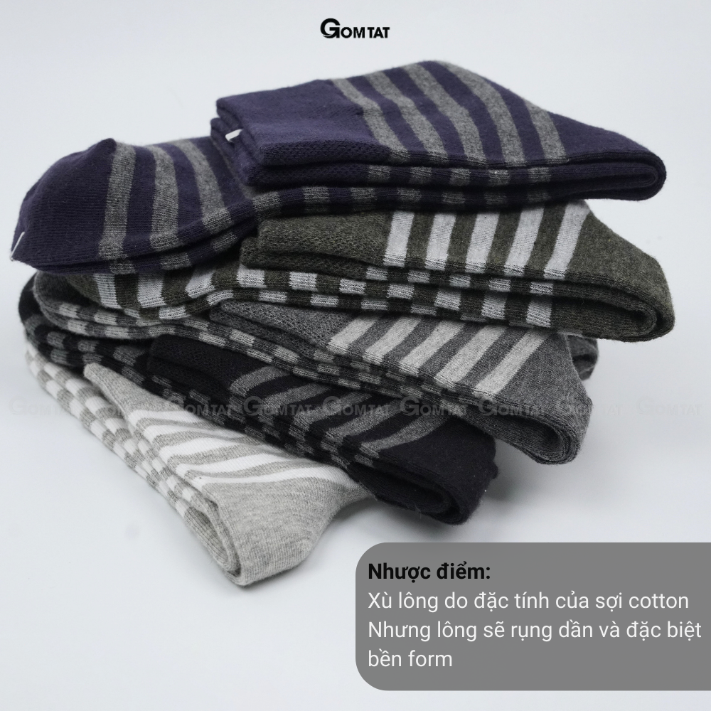 Hộp 5 đôi tất nam cổ lửng công sở GOMTAT cao cấp mẫu MIX08, chất liệu cotton mềm mại, hút ẩm thoáng khí - GOM-MIX08-LUNGSOC-CB5