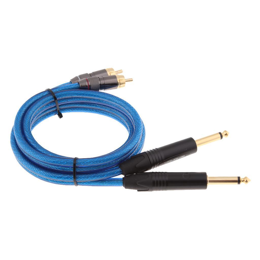 1.6FT 2 RCA Male to 2 6.35MM Stereo Audio Cable Gold-Plated for Speaker, AMP,