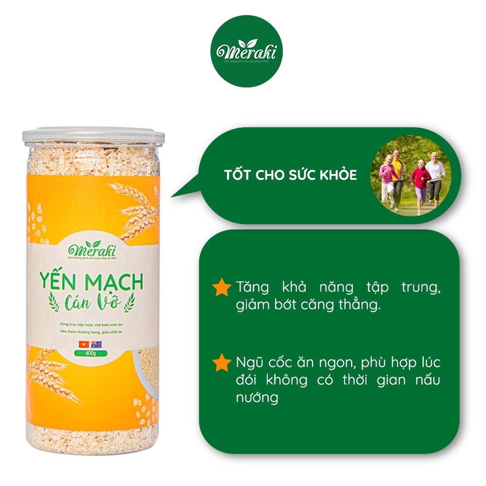 Yến mạch cán vỡ Meraki ăn liền healthy giảm cân eat clean nhập khẩu Úc