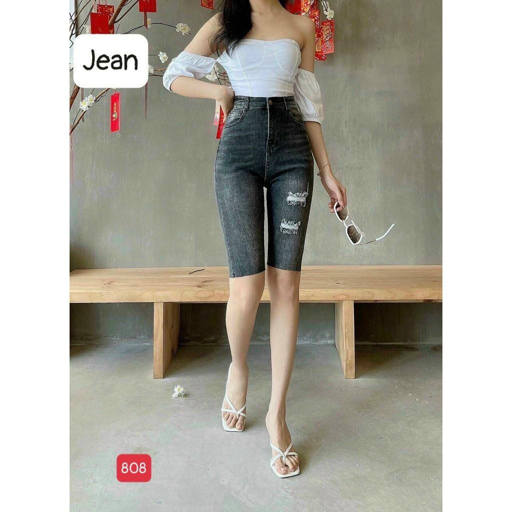 Quần Short Jean Nữ lưng cao King168 , Quần Sọt Nữ cao cấp NT575