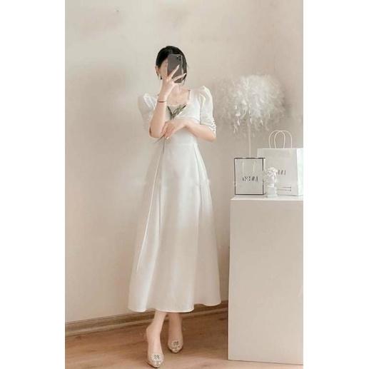 ĐẦM NỮ TAY LỠ PHỐI NÚT NGỌC ĐI TIỆC