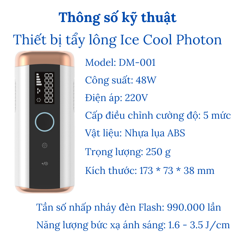 Máy Triệt Lông Đầu Lạnh Bugu DM-001 Tẩy Lông Toàn Thân Vĩnh Viễn Trẻ Hóa Da Bằng Công Nghệ Ice Cool Kết Hợp IPL Photon