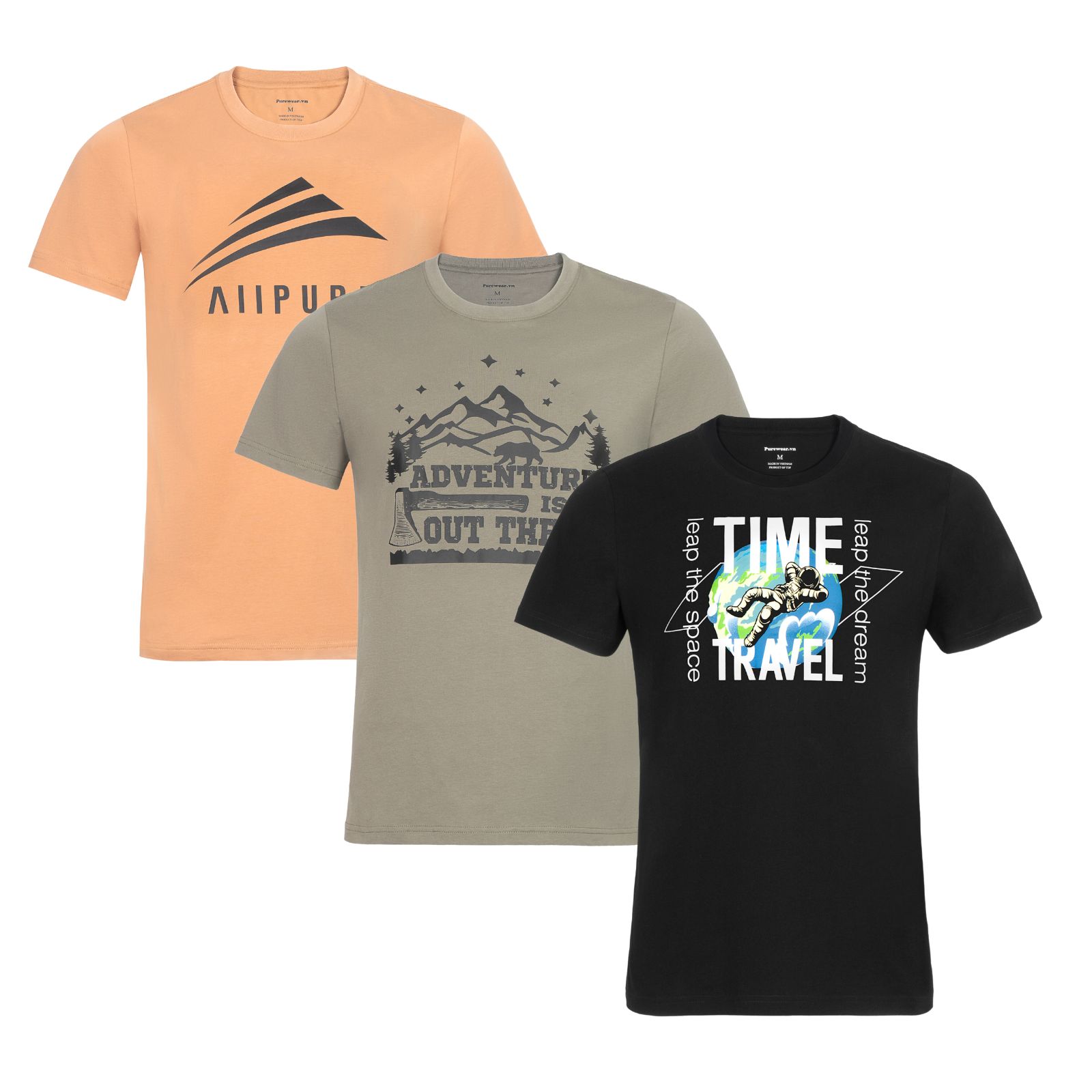 [Mega sale 11-11] Combo 3 Áo Nam Cổ Tròn ALLPUR - Thun Cotton - In Lụa Trực Tiếp - Phong Cách Thể Thao