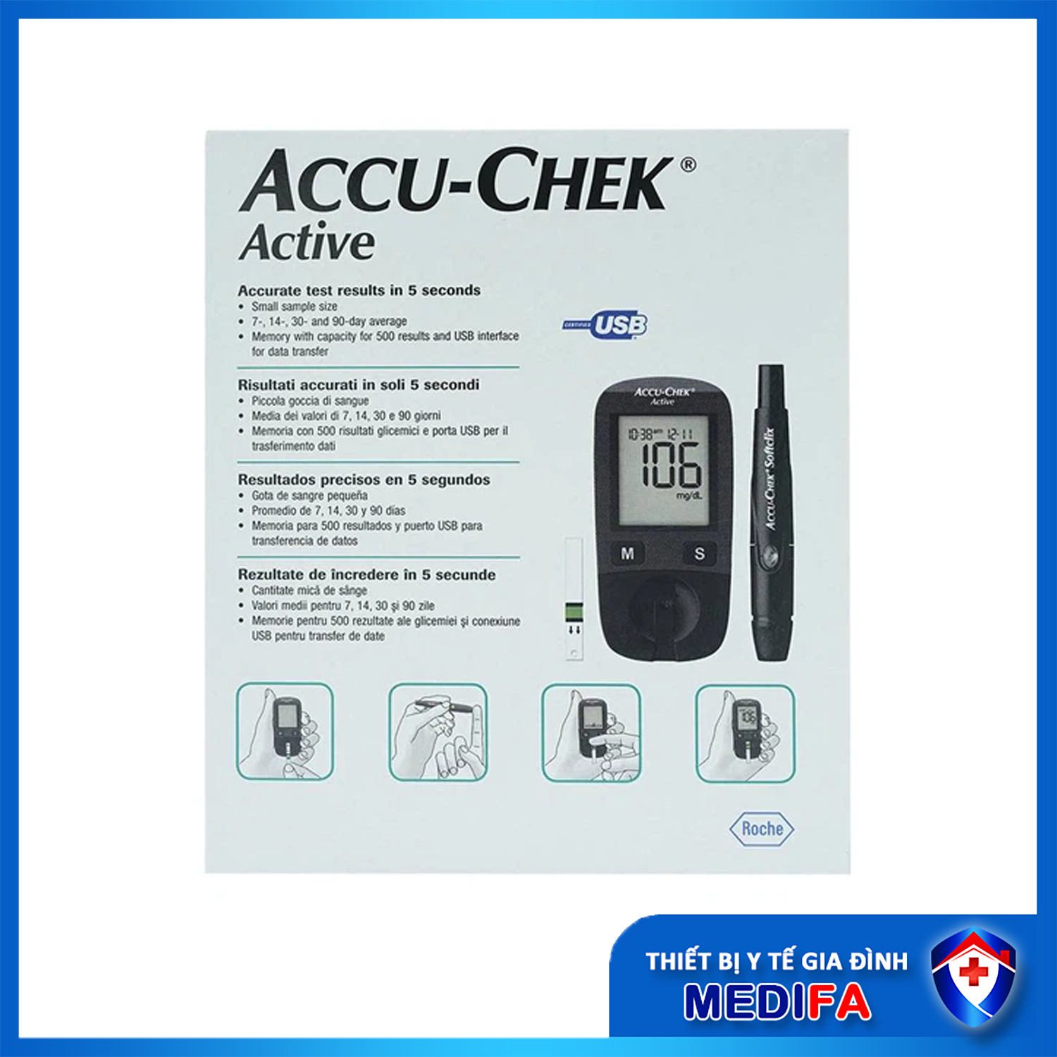 Máy Kiểm Tra Đường Huyết Accu Chek Active