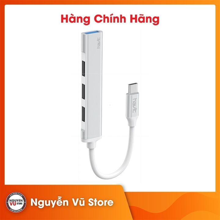 HUB hợp kim nhôm 4 cổng loại C của Havit HV-HB41 - Hàng Chính hãng