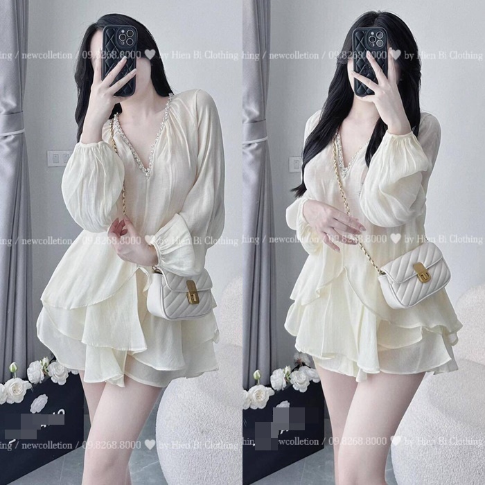 ĐẦM MIDI SET ÁO SUÔNG TRƠN BÈO TAY DÀI BỒNG + CHÂN VÁY NGẮN XẾP LY LƯNG THUN ĐI TIỆC ĐI BIỂN ĐI CHƠI DẠO PHỐ