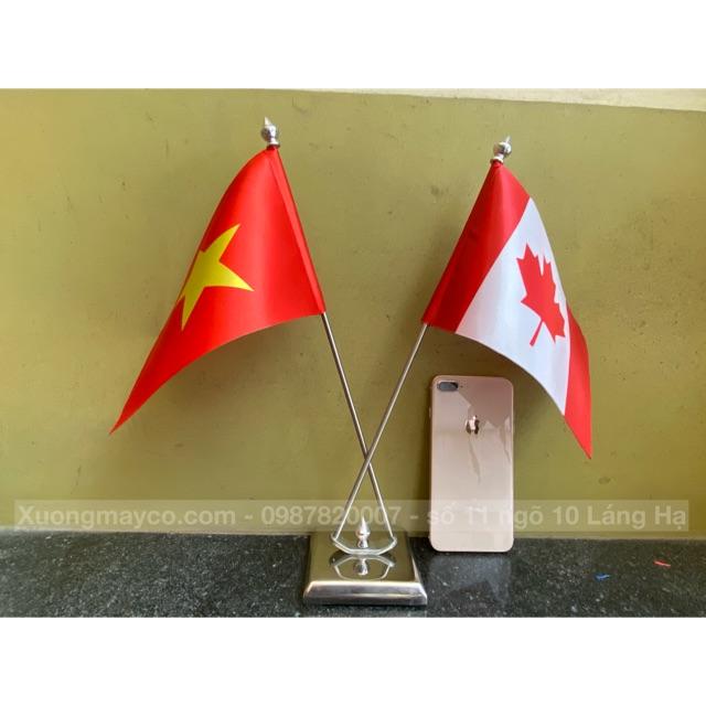 Cờ để bàn Việt Nam - Canada đế đôi inox