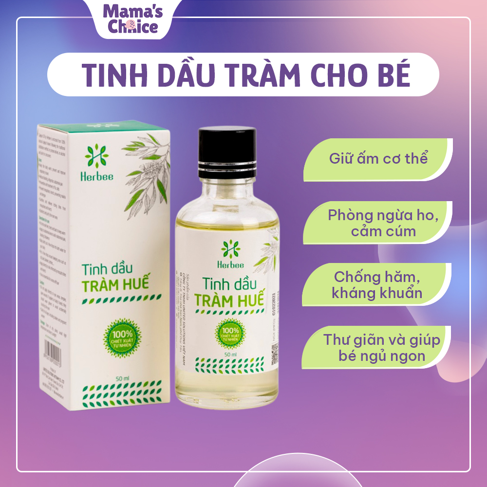 Tinh Dầu Tràm Herbee 50Ml, Dầu Tràm Nguyên Chất, Giữ Ấm Cơ Thể Khi Trời Lạnh, Chiết Xuất 100 Từ Lá Tràm Gió Huế - Combo 2 Lọ