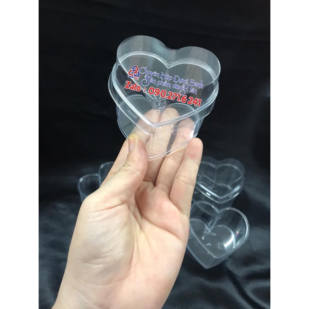 50 Ly tiramisu hình trái tim - Ly tim đựng bánh panna cotta - cốc nhựa tim có nắp WH-55