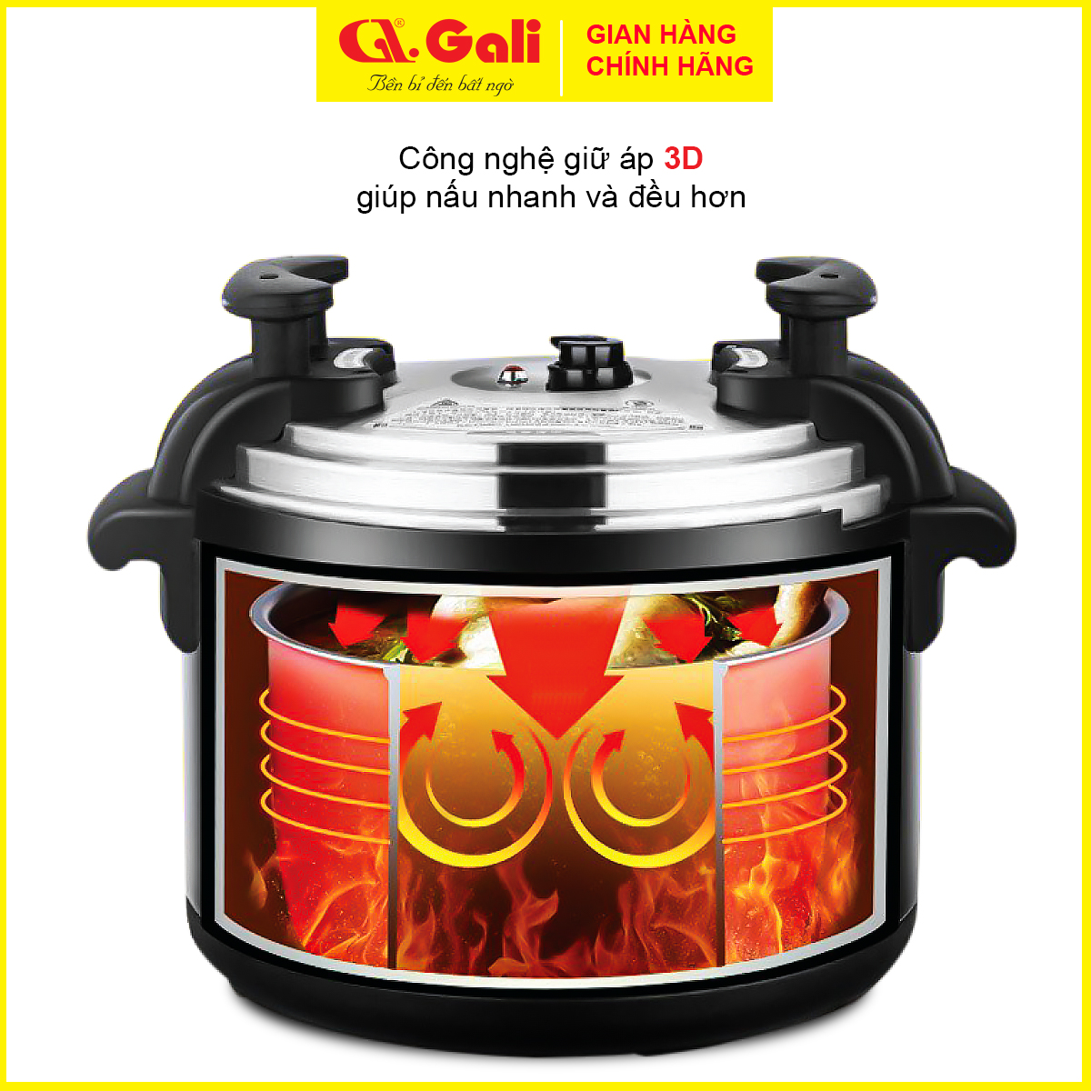 Nồi áp suất Gali GL-1626, dung tích 17lít, Sử dụng hoàn hảo cho các nhà hàng, quán ăn, trường học, hàng chính hãng 100%, bảo hành 12 tháng Gali